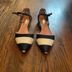 Halogen Black & White Stripe Pointy Toed Flats - Size 6